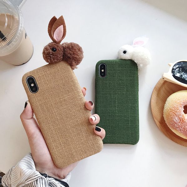 

cloth rabbit phone cases plush doll for iphone xs max xr cloth soft cell phone case for iphone 6 7 8 x plus