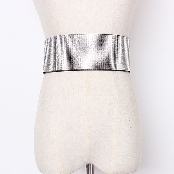 

women's runway fashion blingbiling diamonds cummerbunds female dress corsets waistband belts decoration wide belt r1429, Black;brown