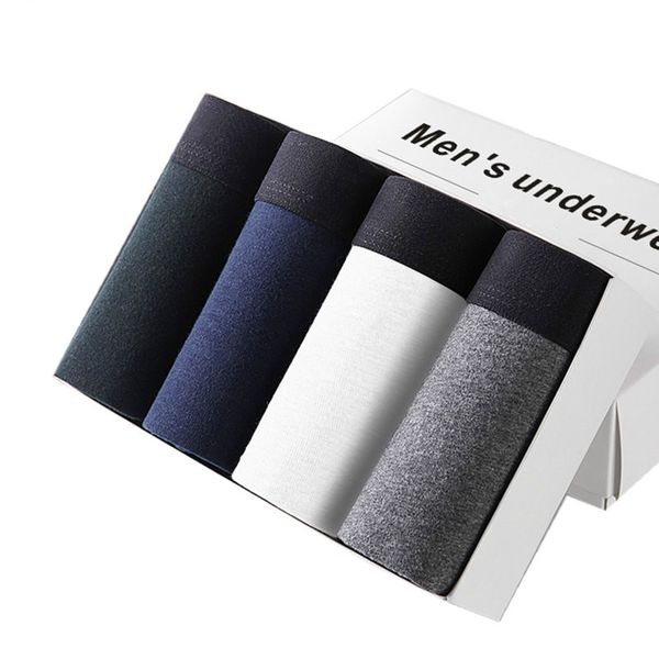 

4pcs/lot male panties cotton men's underwear boxers breathable man boxer solid underpants comfortable brand shorts 808, Black;white