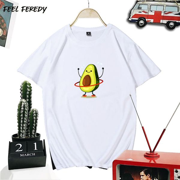 

high-quality printed t-shirts avocado short-sleeved t-shirts with universal summer women's, White;black