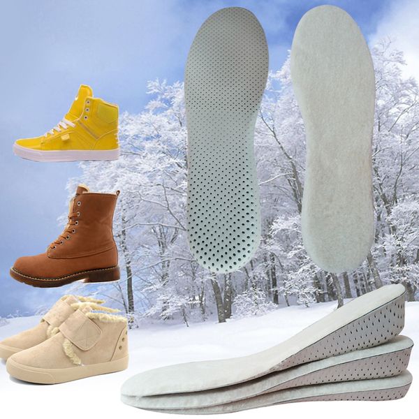 

1 pair accessories insole artificial wool keep warm support pads inserts adults invisible winter height increase foot care, Black