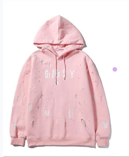 

2020 winter europe france xxlgi fa hion vintage broken hole weat hirt ca ual women men hooded hoodie treetwear top, Black