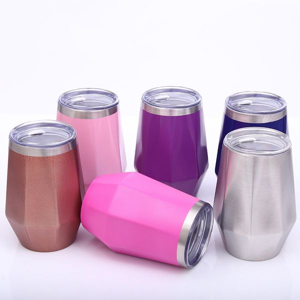 

нержавеющая сталь бокалы с крышкой и соломы, 12oz черешка вина tumbler холодной и горячей утепленные бокалов для пар