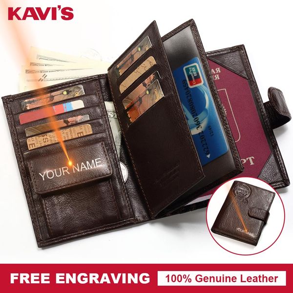 

kavis genuine leather wallet men passport holder cover coin purse travel case walet portfolio portomonee vallet and card for car, Red;black