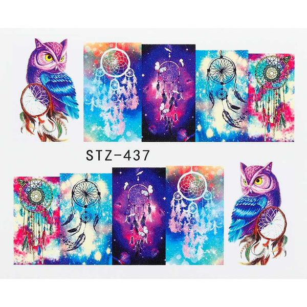 

1 pcs nail sticker water decals owl flower cat butterfly cactus transfer nail art decoration sticker design, Black