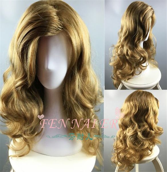 

смешанные золотисто-коричневый желтый высокотемпературный шелк внешней торговли горячие модели роза чистый парик длинные вьющиеся волосы евр, Black