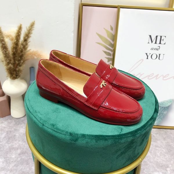 

fast shipping version chanl women casual single shoes fashion platform round toe shoes shallow mouth luxury leather single shoes, Black
