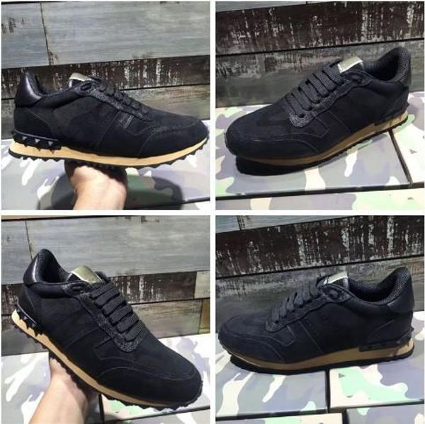 

designer brand men sneakers real leather trainers red camouflage casual shoes men women genuine leather shoes, Black