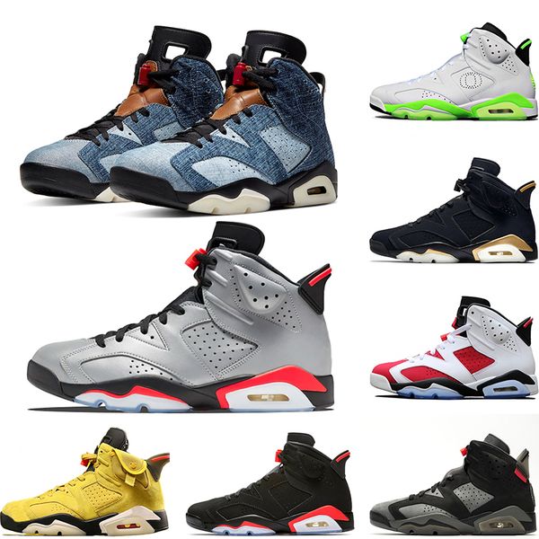 

washed denim 6 travis scotts 6s men basketball shoes black infrared oreo reflective mens trainers sports sneakers size 40-47 ng