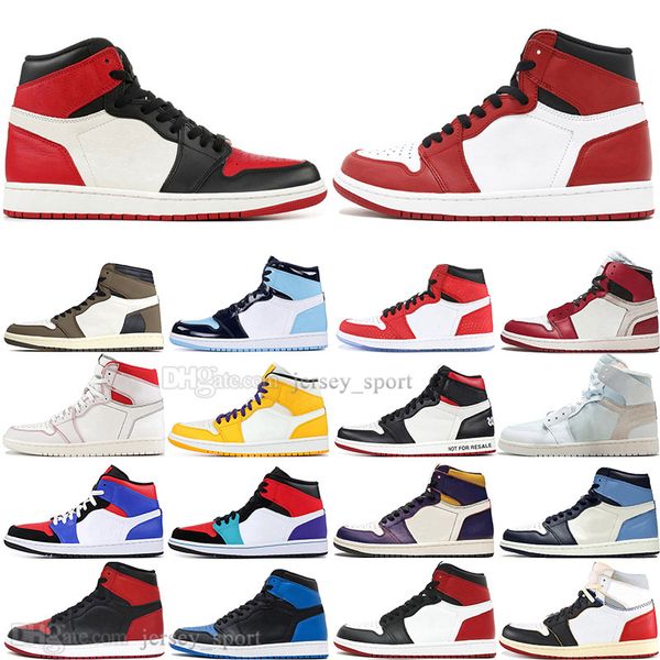 

drop shipping 1 high og travis scotts cactus jack unc mens basketball shoes 1s 3 banned bred toe men sports designer sneakers trainers, White;red