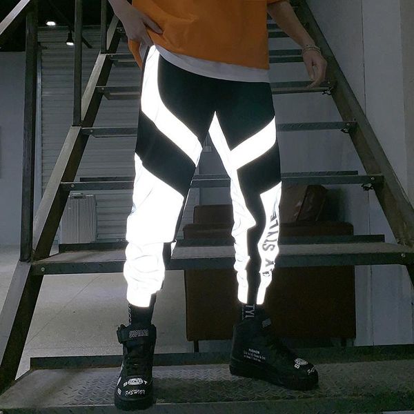 

men's pants 2021 reflective men harem hip hop cargo for black jogger dance leisure sweatpant