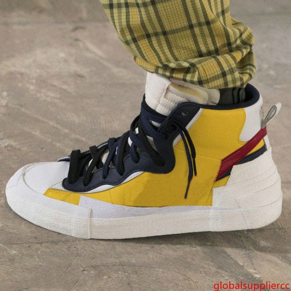 

new sacai x blazer overlapping design avant-garde trailblazers joker shoes mens sacai toki slip casual sports shoes