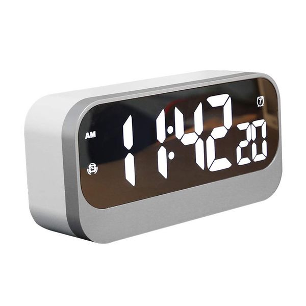 

mirror surface adjustable brightness deskhome led digital display gift alarm clock abs easy operate bedroom modern office
