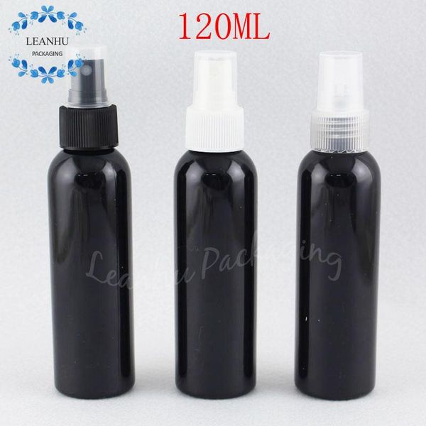 

120ml black round shoulder plastic bottle with spray pump , 120cc makeup sub-bottling , toner / water packaging bottle