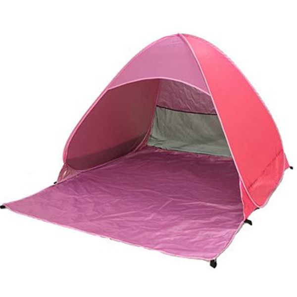 

beach tent ultra light folding tent -up automatic open family travel fish camping anti-uv full sunshade pink