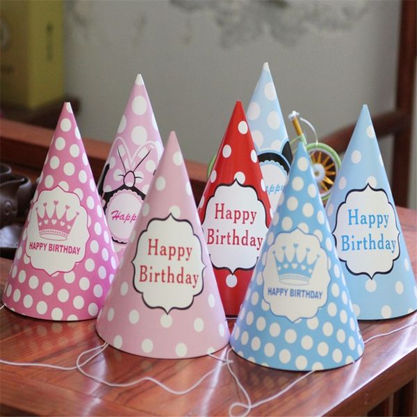 

100pcs happy birthday paper cone hats dress up girls boy birthday party xmas supplies decortion colorful party hats