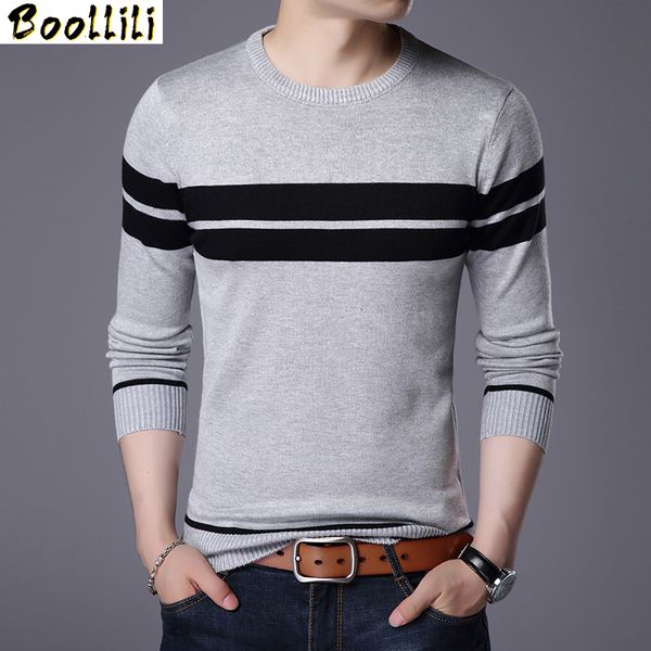 

3xl 2020 autumn winter casual men's sweater o-neck striped slim fit knittwearpullovers, White;black
