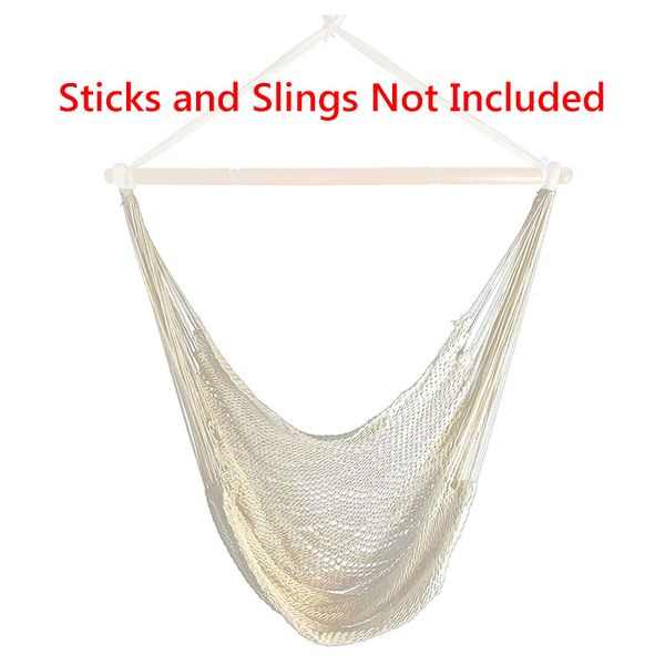 

alloet large cotton rope net hammock chair portable outdoor camping hanging sleeping bed indoor children kids swing chair