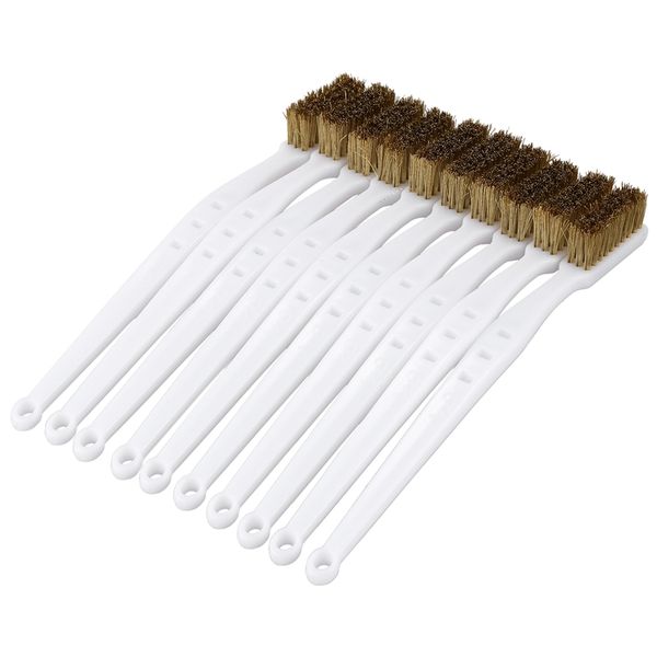 

promotion 10 pcs 6.9 "length plastic white handle bristle brush brass metal