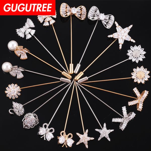 

gugutree brooch breastpin pearl flower star bowknot patch metal patches badges applique patches for clothing hh-68, Black