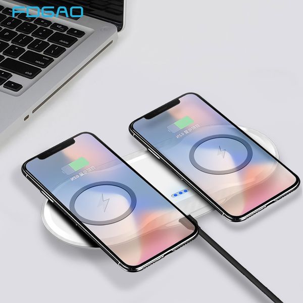 

fdgao 2 in 1 dual qi wireless charger for iphone 11 x xs max xr 8 wireless charging pad stand for samsung s8 s9 s10 note 10 9 8