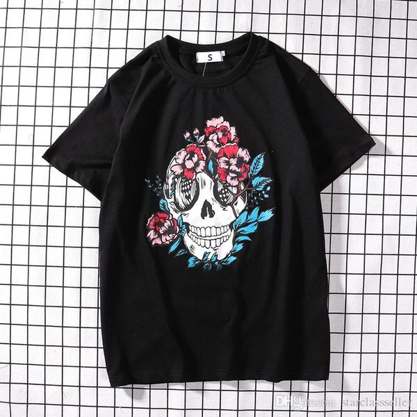 

designer t-shirts luxury mens tshirts new fashion paris brand letter logo skeleton head pattern printing tshirt men women cotton off tees, Black
