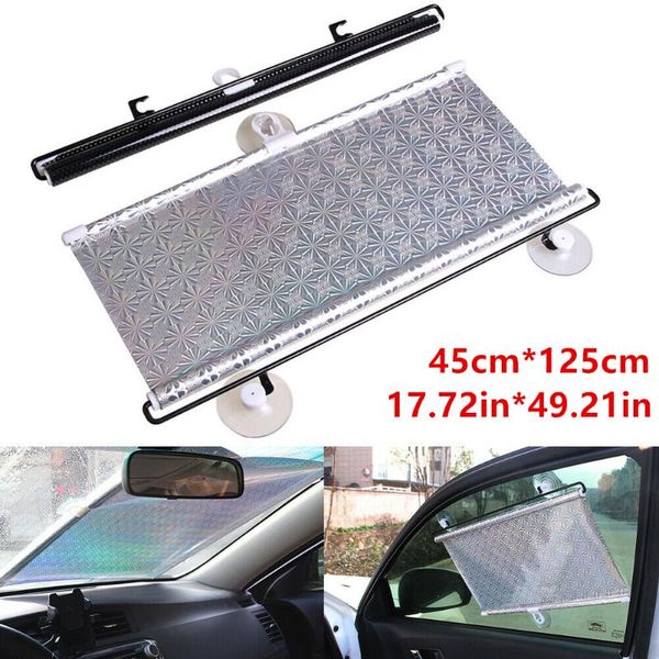 

auto retractable car windshield sun shade curtain anti-uv block sun visor silver