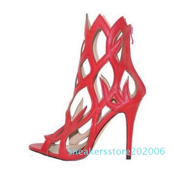 

summer fashion women high heels sandals hollow fire nightclub high-heeled black leather fish mouth shoes cut-outs party dress s06