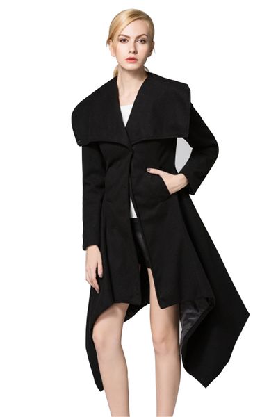 

2017 maternity woolen trench wrap long cape lapel wool blend longline winter fall warm coat overcoat with lining, White