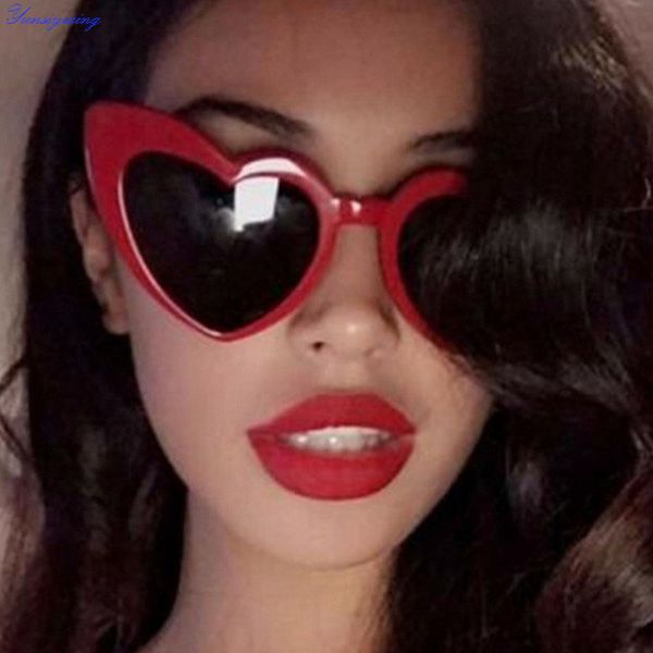 

yunsiyixing brand designer heart sunglasses women cat eye sun glasses retro love heart shaped glasses ladies sunglass uv400 018, White;black