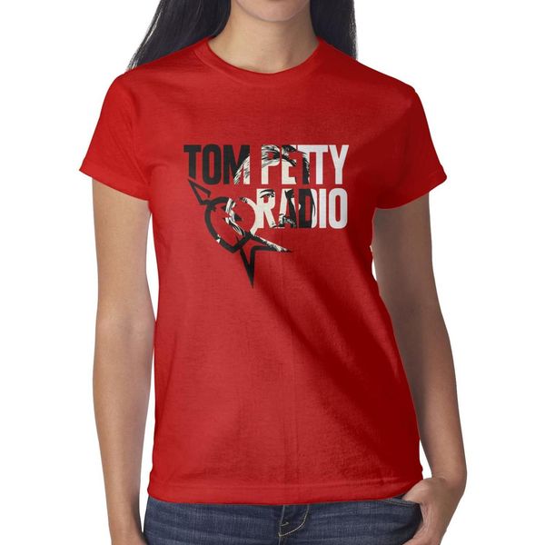 

old tom petty red женская футболка, футболки, футболки, футболки печать персонализированные сделать полосу повседневную футболку, White