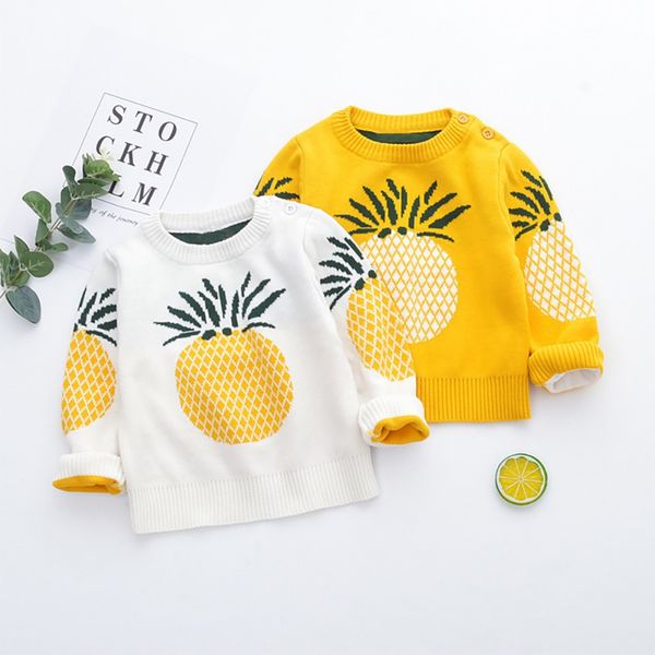 

children kid girl sweater autumn baby boy girl knitted pineapple pattern casual outerwear clothes drop, Blue