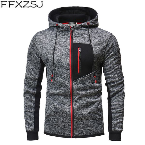 

hoodie zipper solid color hoodies men personality male hoody hip hop autumn winter clothes movement's oversized coats, Black