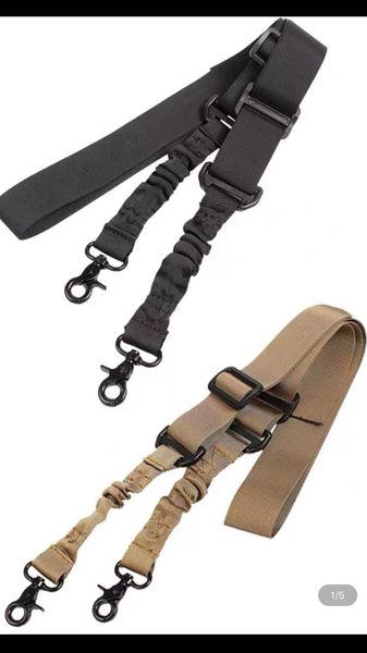 Tactical 2 pontos dupla Sling dupla Bungee Strap Snap Gancho Ajustável