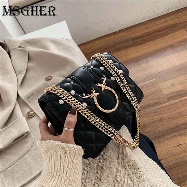 

msgher сплошной цвет кожа мини crossbody сумки для женщин pearls посланника сумки на ремне женские путешествия телефон кошельки и сумки
