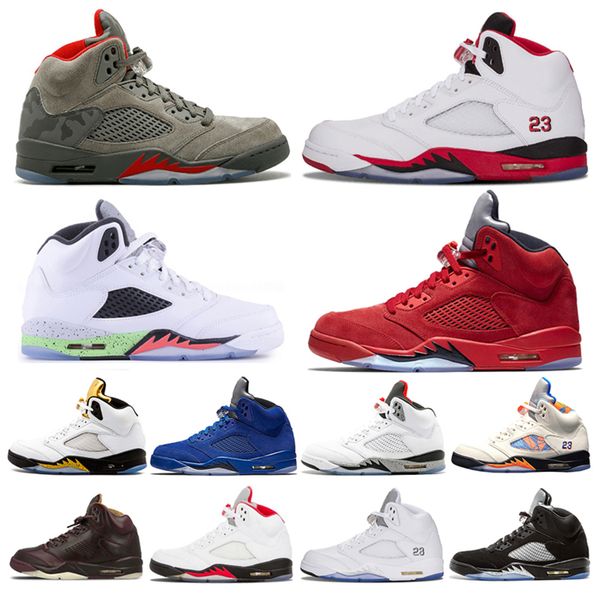 

5 5s og black metallic white cement mens basketball shoes blue suede olympic gold medal fire red sports sneakers shoes us 7-13