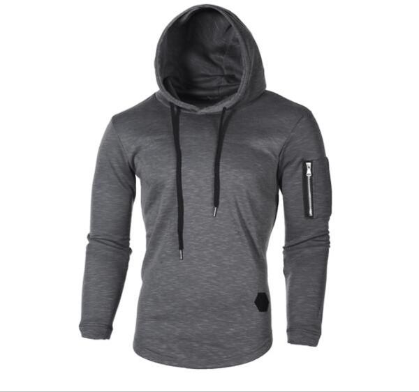 

fashion hooded men jacket causal coats autumn and winter jacquard round neck hooded long-sleeved arm zipper stitching wind long sweater, Black