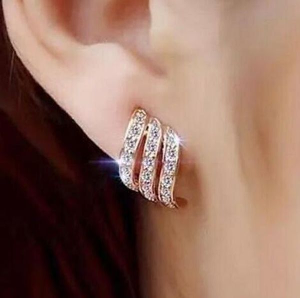 

мода золотой цвет корейский стиль простой кристалл серьги стержня для женщин свадебные ювелирные изделия серьги обручальные женские подарки, White