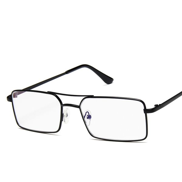 

fashion box glasses frame fashion street flat mirror trend new double beam metal glasses, Black