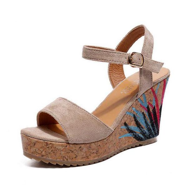 

women sandals platform wedges shoes for heels sandalias mujer summer wedge print summer shoes, Black