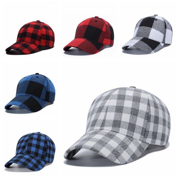 

red buffalo check hats red plaid baseball caps plaid beanie casquette ball caps checkered party hat cca11952a 60pcs, Blue;gray