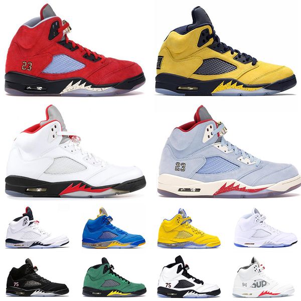 

высокое качество 2020 5s новый всячески препятствовать огонь красный мужской баскетбол обувь париж мичиган фаб суп белый " псж " голубой лед, White;red