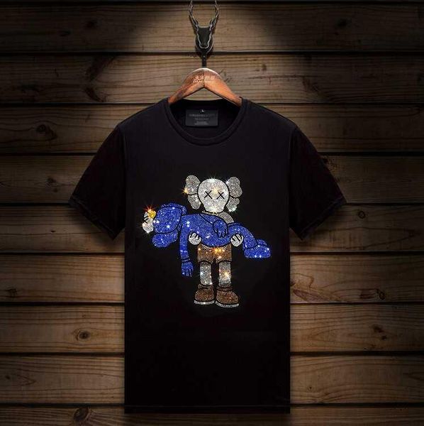 

tshirt мужчины алмазный дизайн топ тройники hip hop crewneck tshirts бренда дизайн мужской одежды, White;black