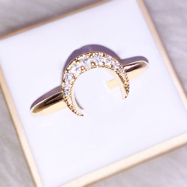

concise temperament single moon ring woman 14k fine ring ring the moon and stars weijie, Silver