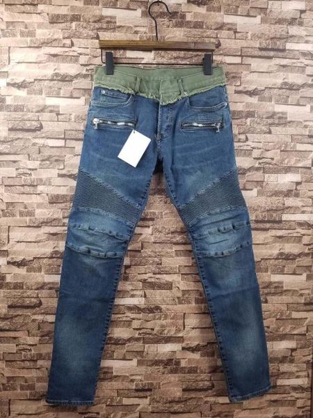 

men's jeans men slim fit moto biker indigo, Blue