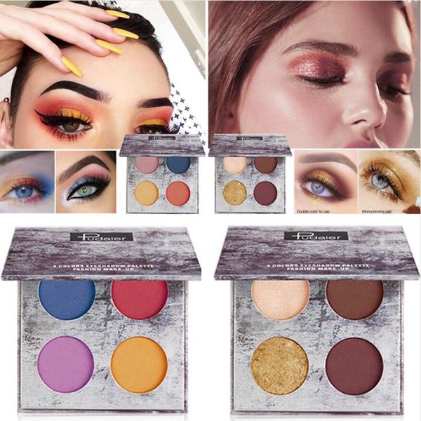 Pudaier Maquiagem Dos Olhos 4 Cores Matte Nudez Paleta de sombra de Olho Duradoura Brilhante Glitter Sombras de Pigmento Eyeshadow Pallette