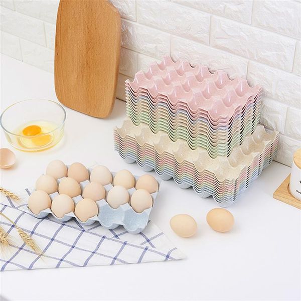 

24 grids egg storage box thicken stacked wheat straw egg storage tray holder breakage-proof for refrigerator kitchen