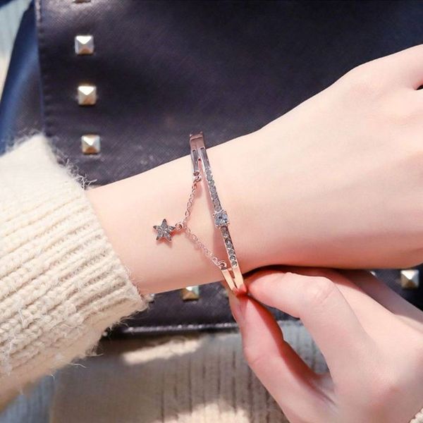 

luxury big brand letter bracelet luxury rhinestone party wedding for woman gift jewelry, Black