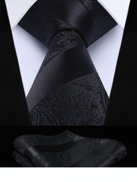

silk wedding mens extra long tie xl necktie handkerchief set #q6 pocket square classic party wedding floral 3.4, Black;blue