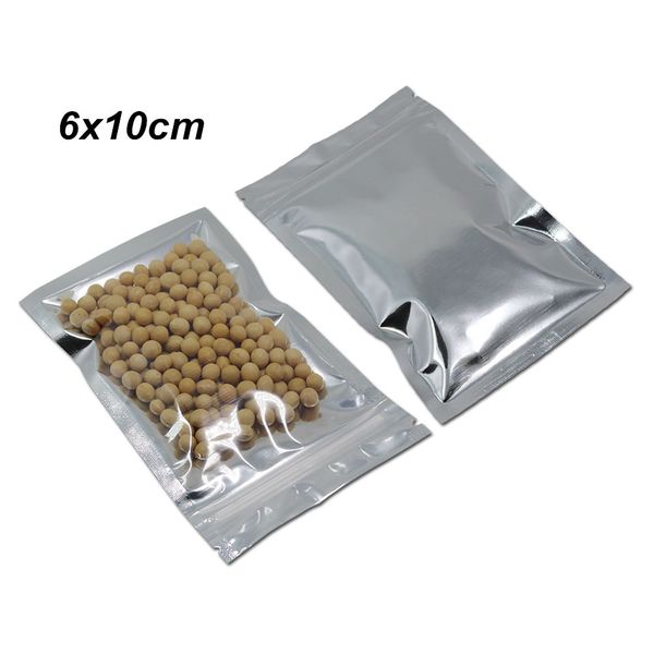 

6x10 cm 300pcs small aluminum foil zipper food grade storage pouch foil packaging bags for dried food mylar foil reclosable baggies